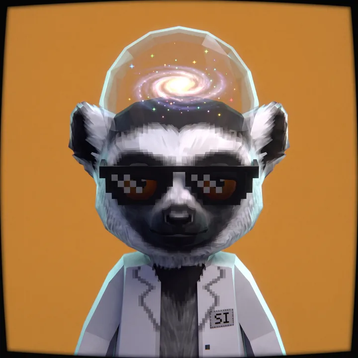 Super Intelligence Faka in pixel sunglasses on amber