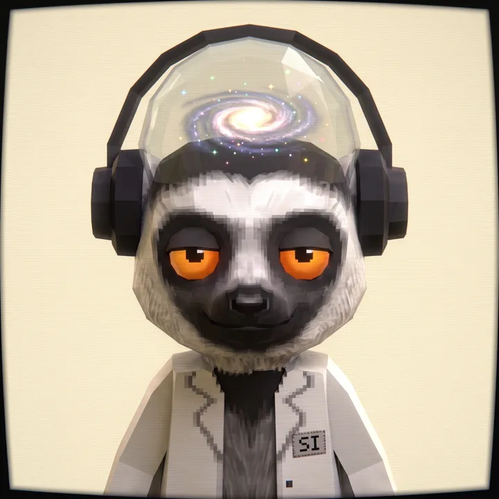 Super Intelligence Faka wearing headphones over the dome